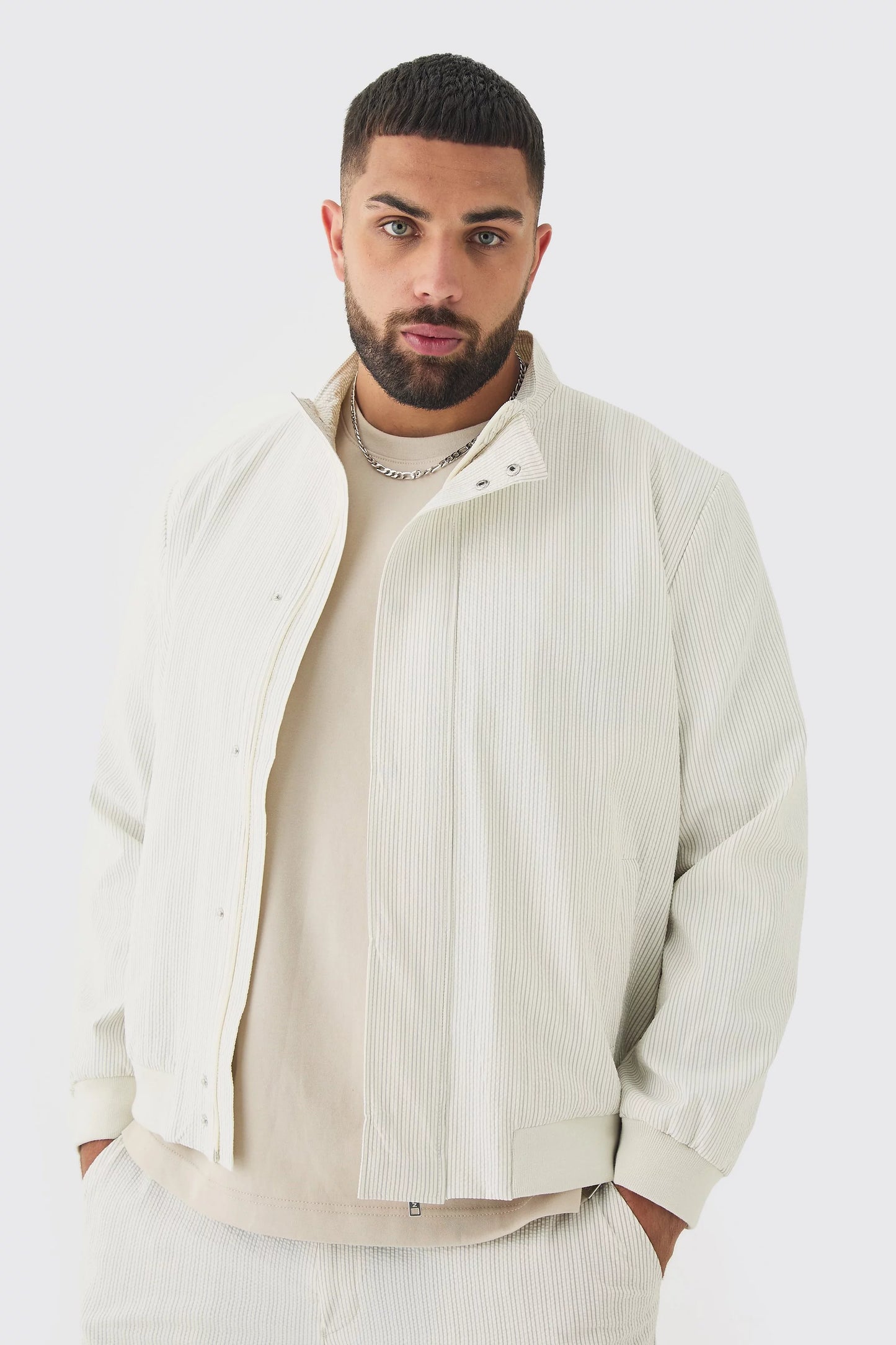 Boohoo seersucker funnel neck jacket