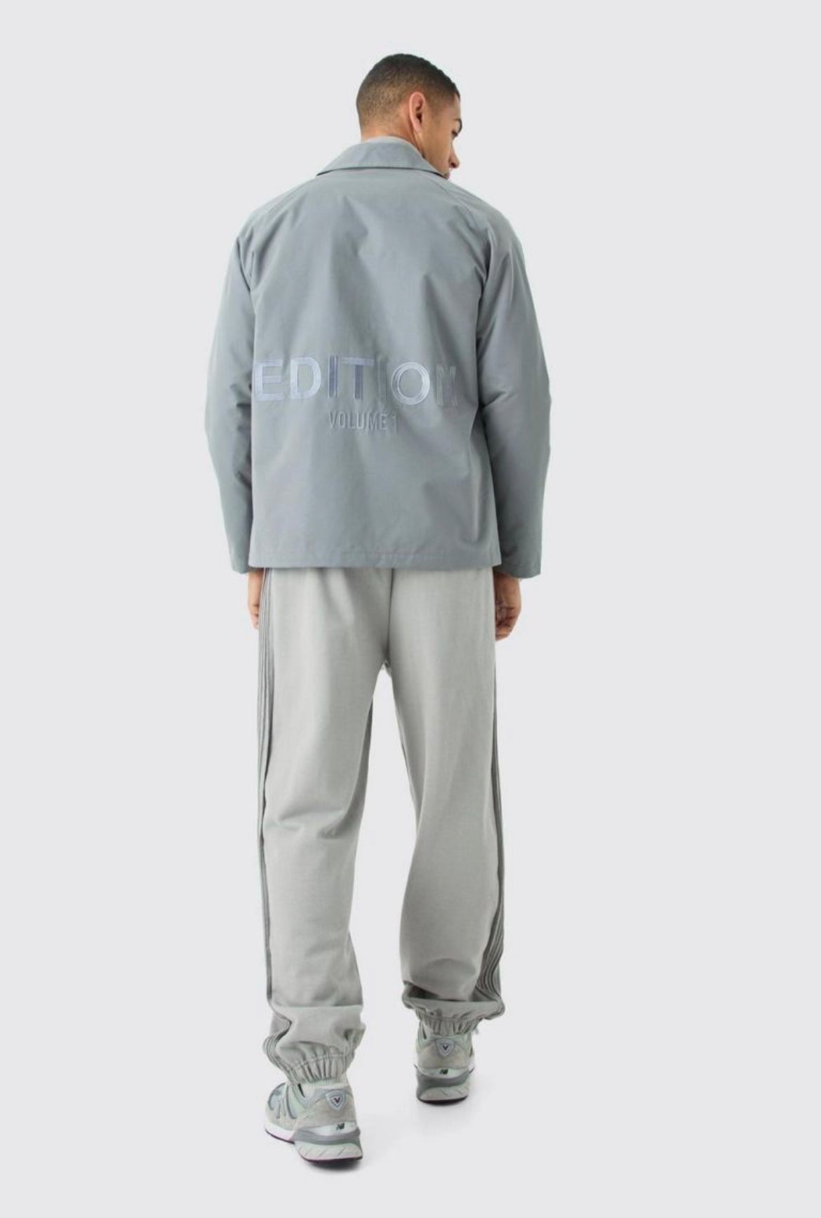 Boohoo oversized pintuck detail heavyweight jogger grey