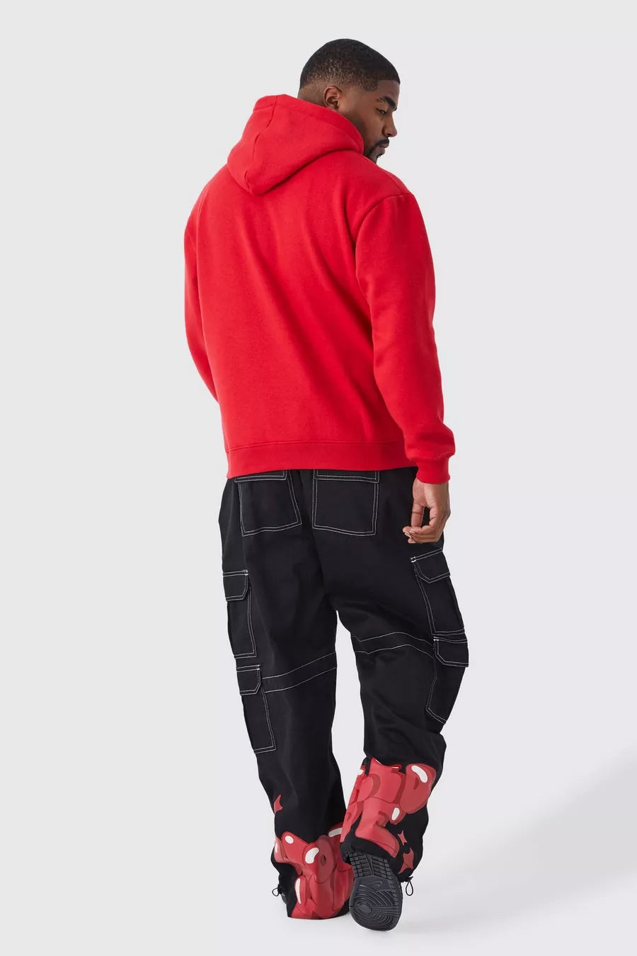 Boohoo tall relaxed cargo graffiti trouser pant black