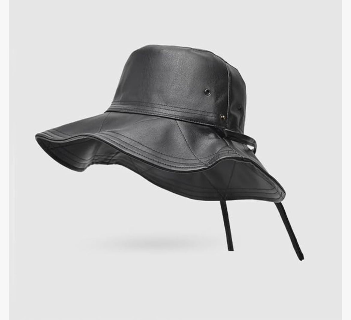 Faux leather bucket hat