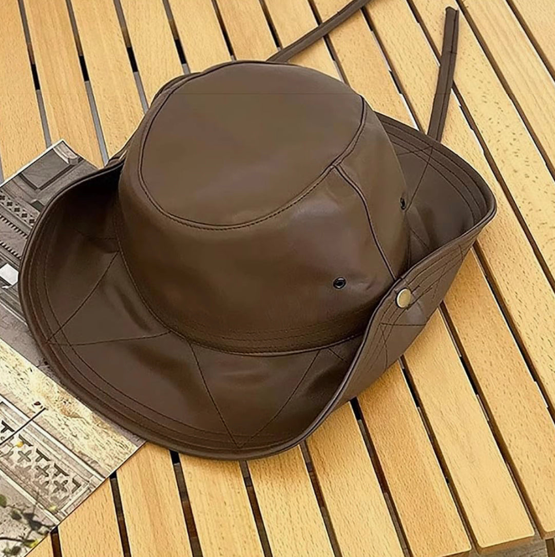 Faux leather bucket hat