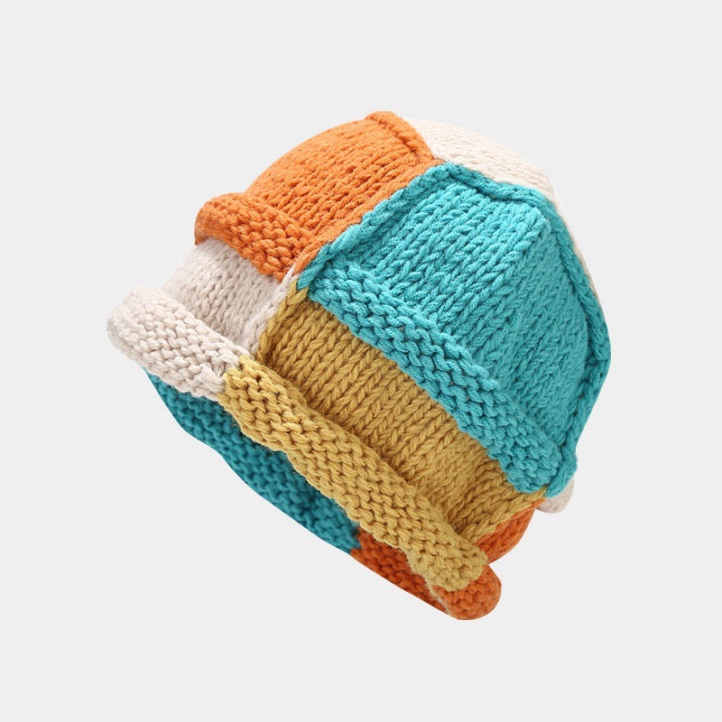 Y2k knitted patchwork beanie
