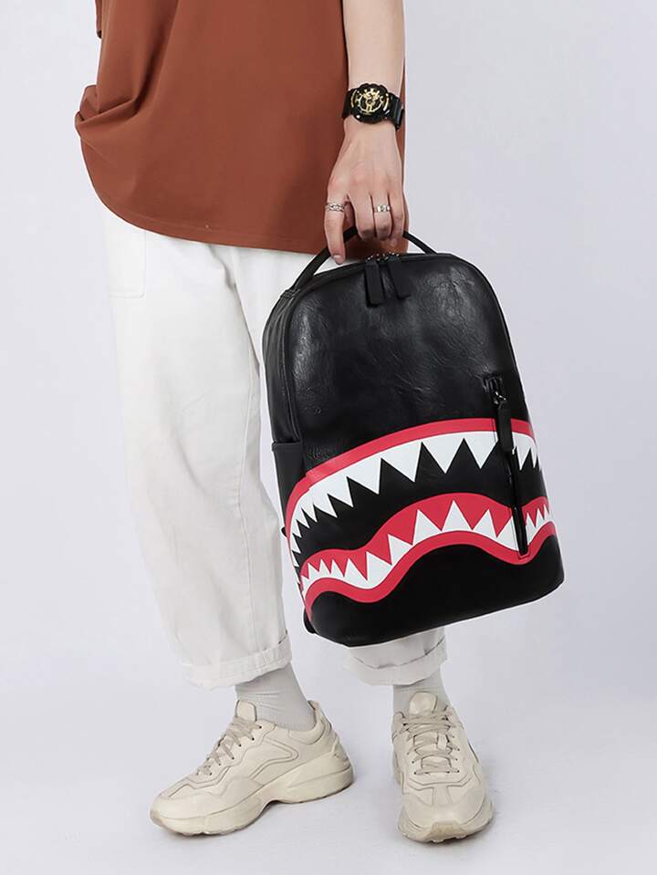 Tooth print leather backpack