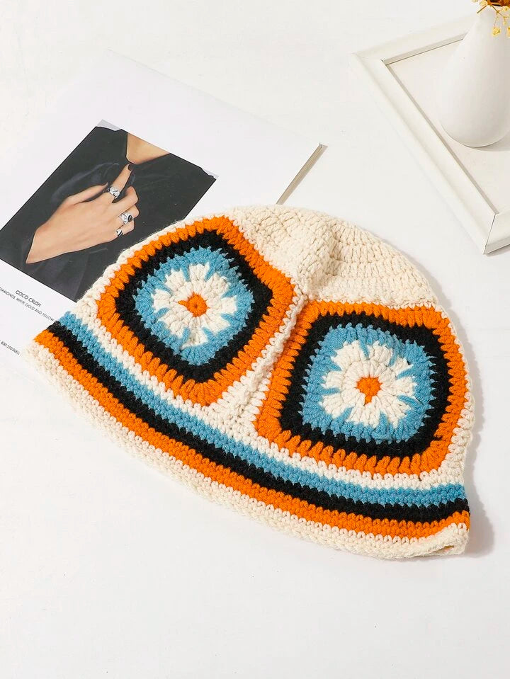 Floral pattern Crochet knit hat