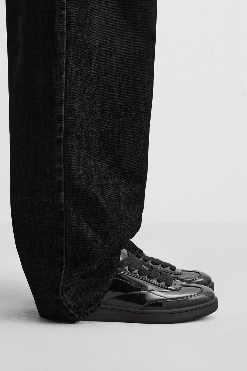 Zara Metallic trainers in black