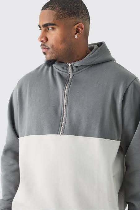 Boohoo PLUS SLIM FIT COLOUR BLOCK HALF ZIP TRACKSUIT grey