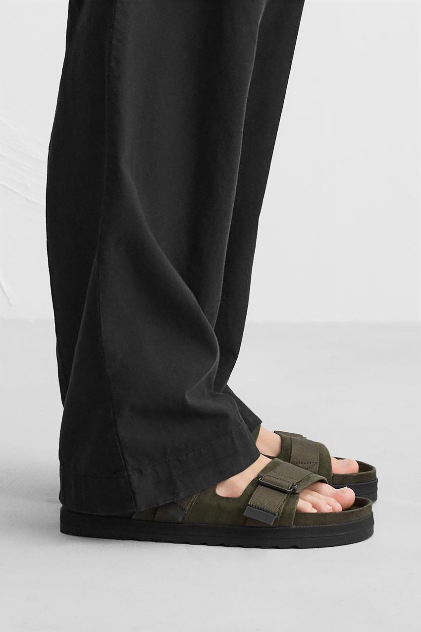 Zara Double strap sandal in olive