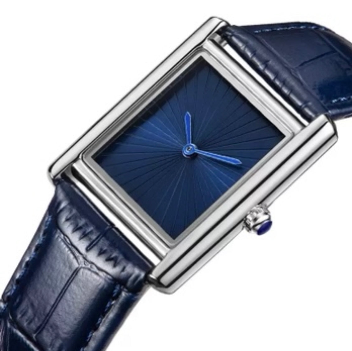 Tank steel leather strap watch