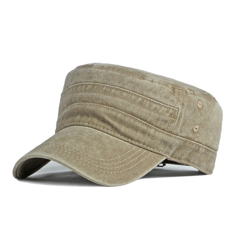 Flat top utility washed plain hat