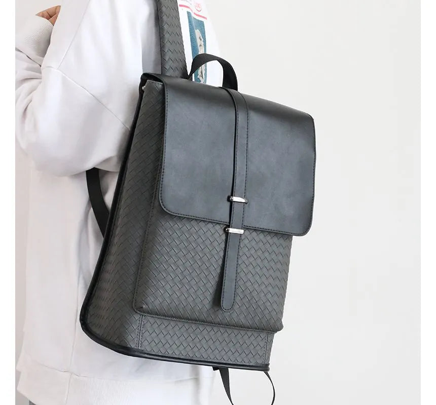 Woven leather backpack