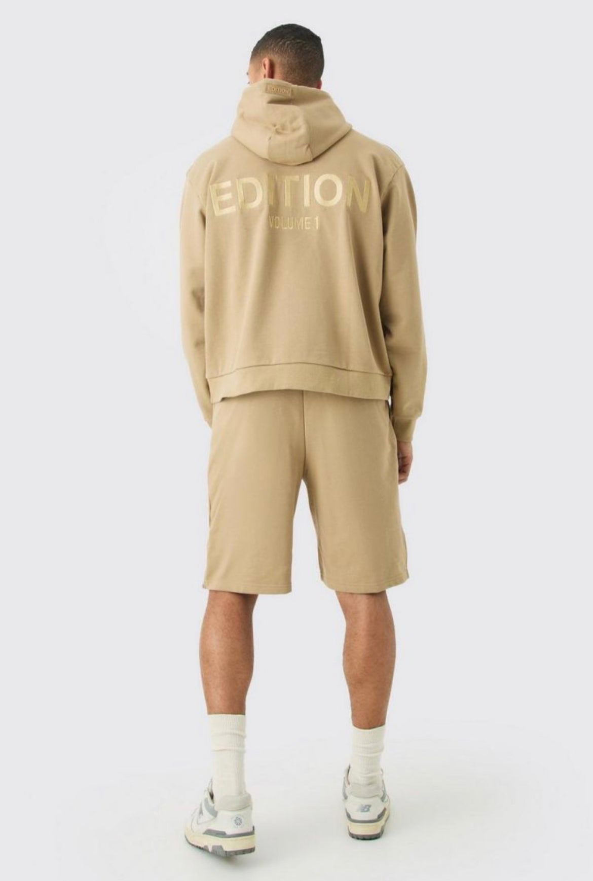 Boohoo edition oversized boxy heavyweight zip through in taupe