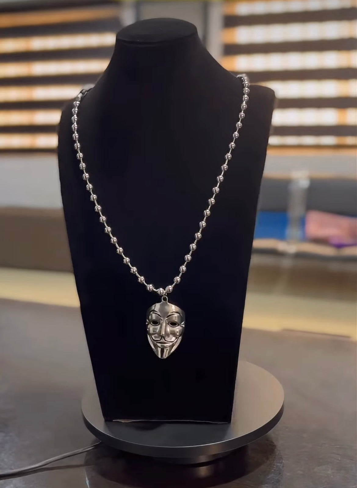 Anon steel beaded necklace