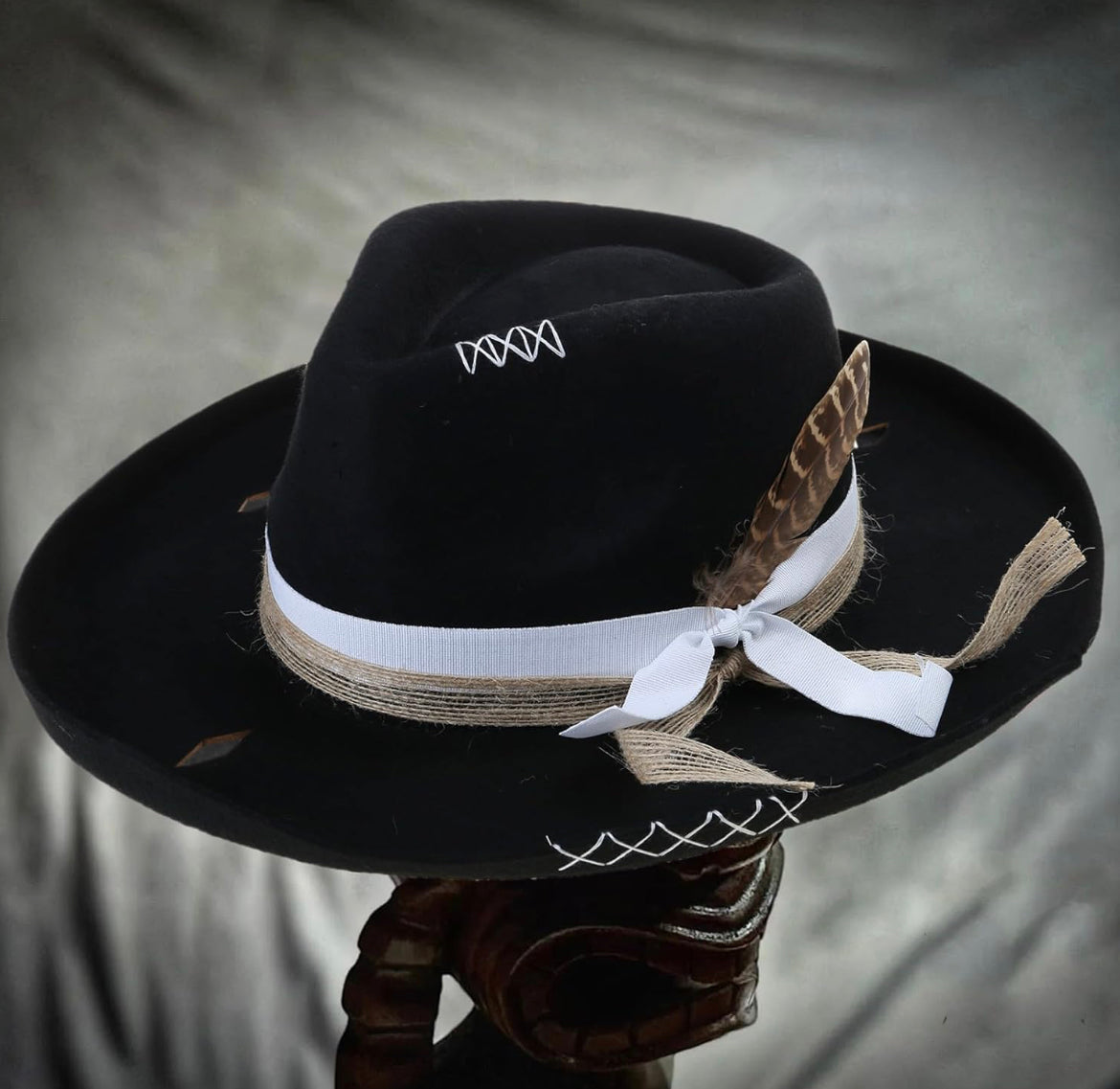 Distressed brim hat