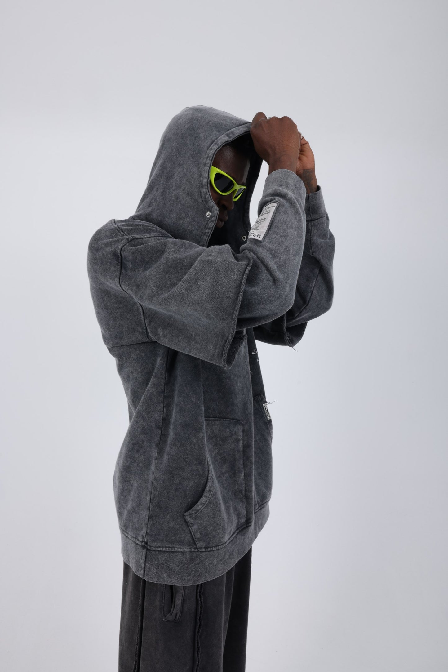 Mechanic acid washed tech double sleeve hoodie