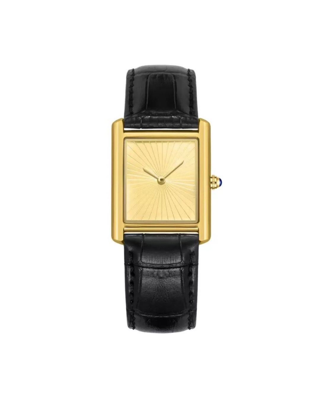 Tank steel leather strap watch