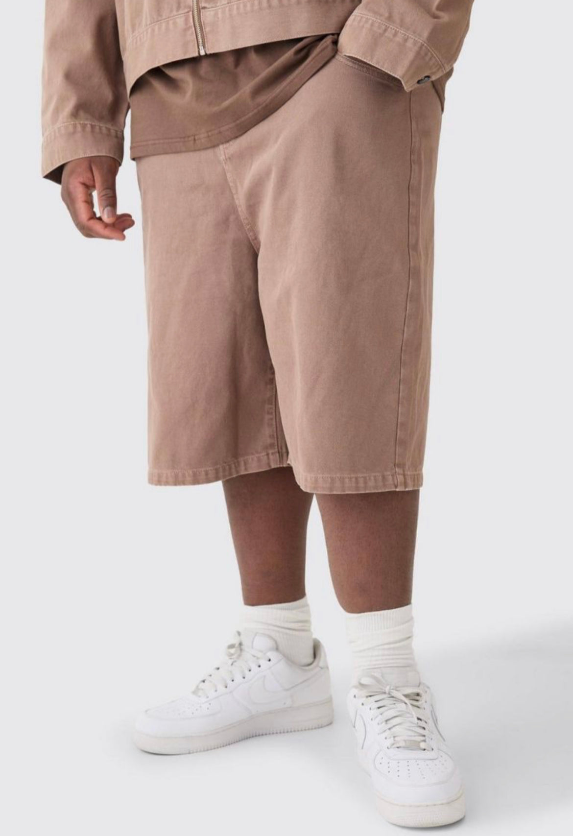 Boohoo overdyed denim jorts brown