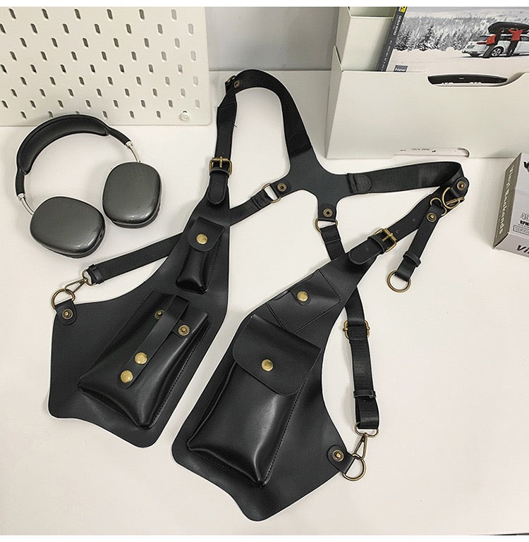 Leather utility vest purse
