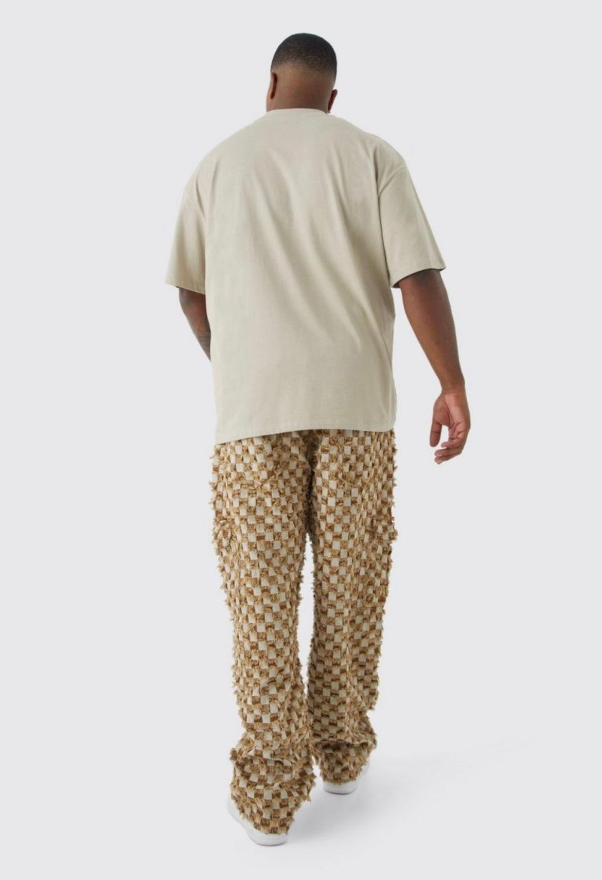 Boohoo plus fixed relaxed checked tapestry trouser chocolate