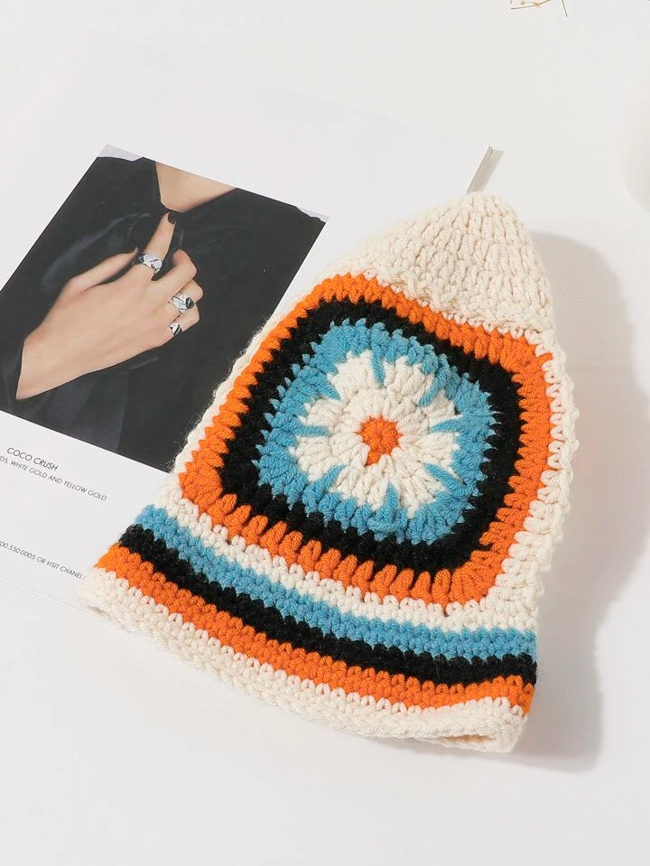 Floral pattern Crochet knit hat