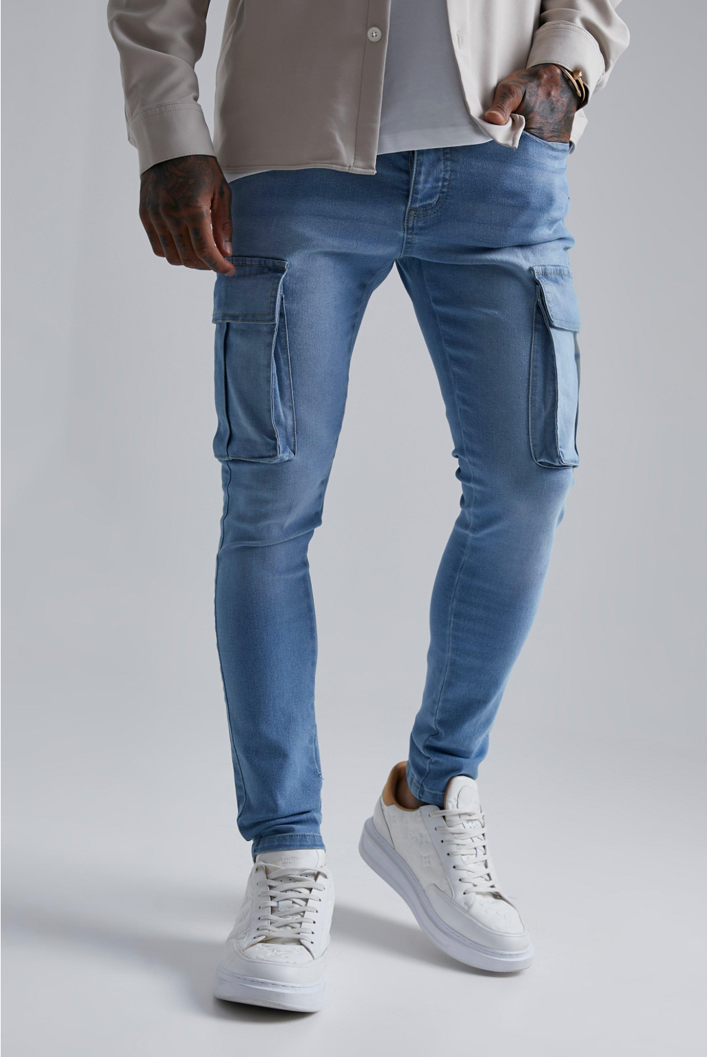 Boohoo cargo denim in blue