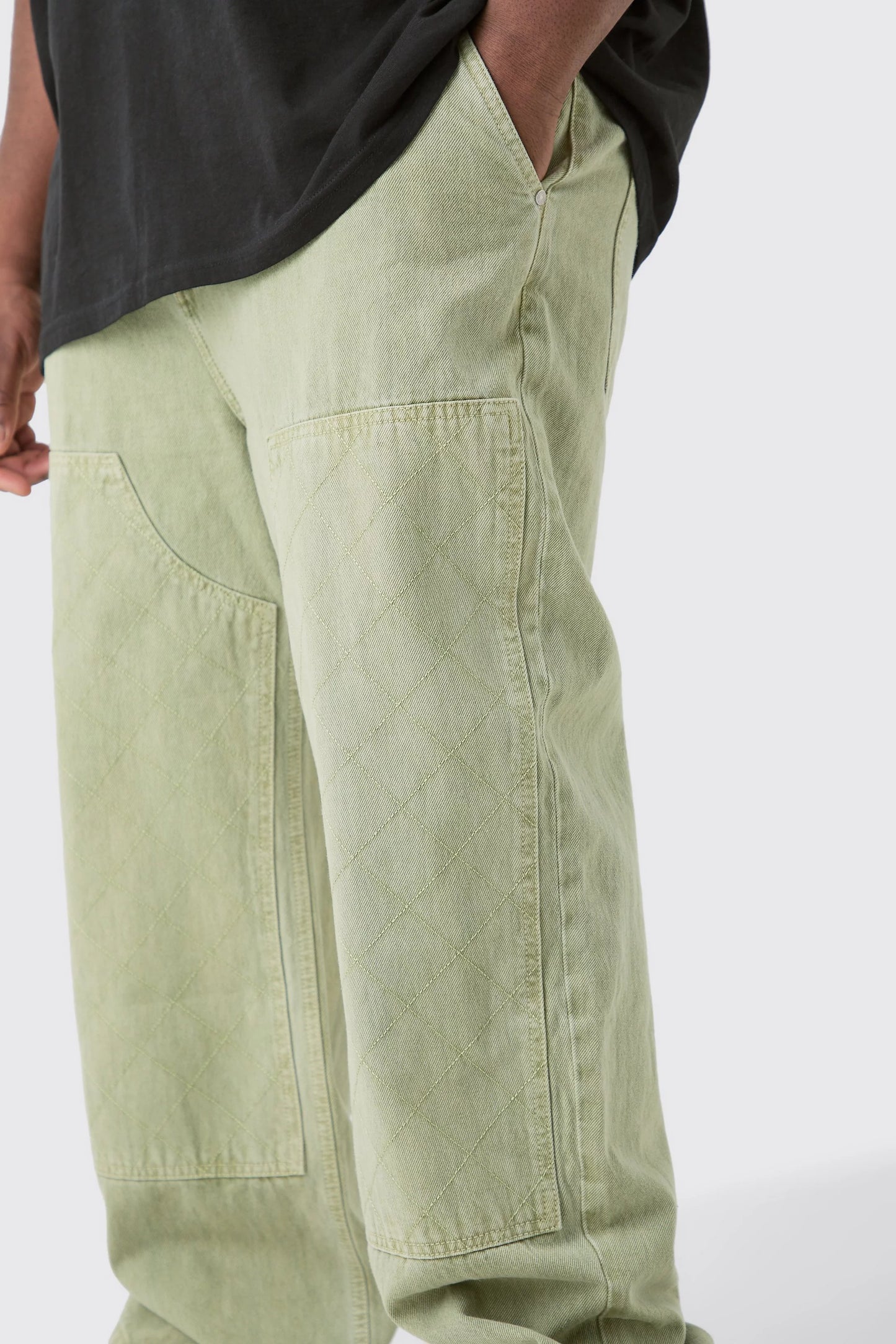 Boohoo relaxed rigid denim carpenter pants