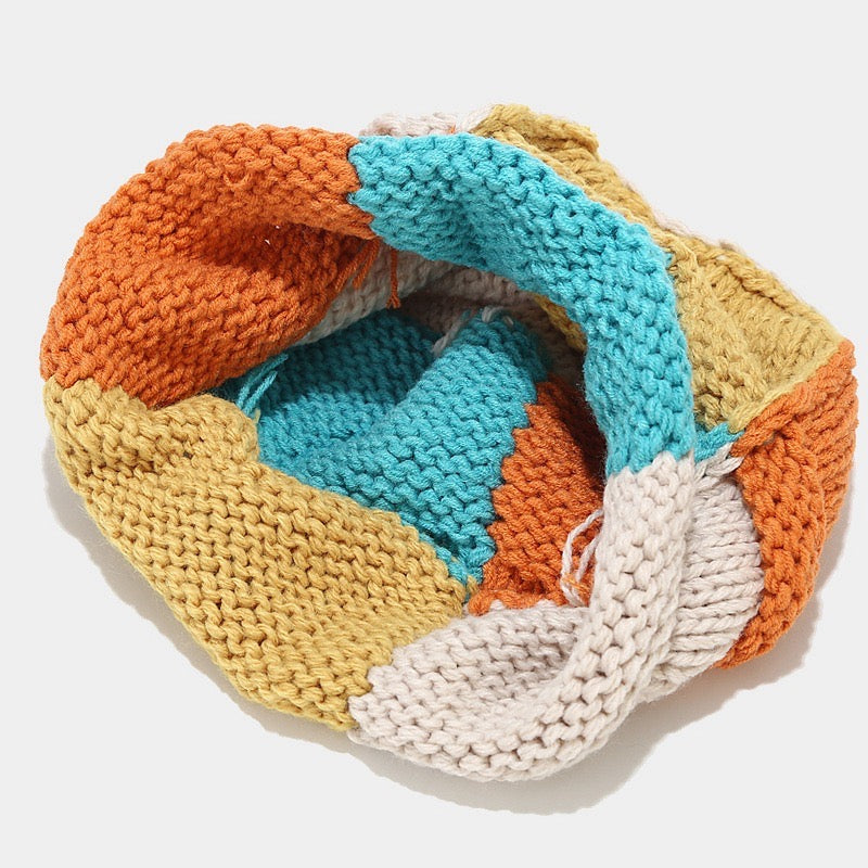 Y2k knitted patchwork beanie
