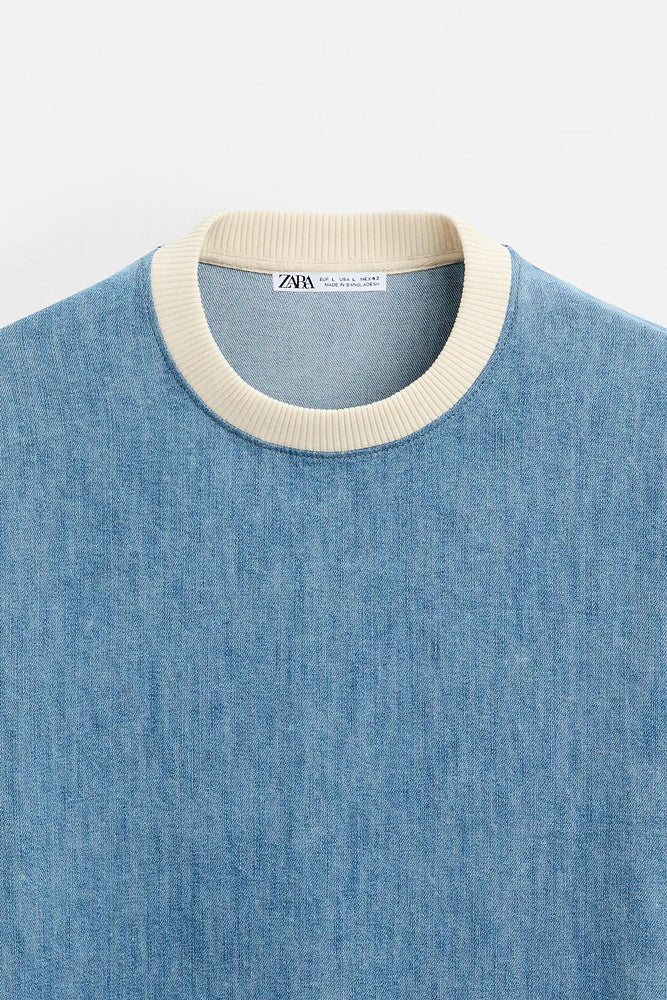 ZARA denim cropped t shirt