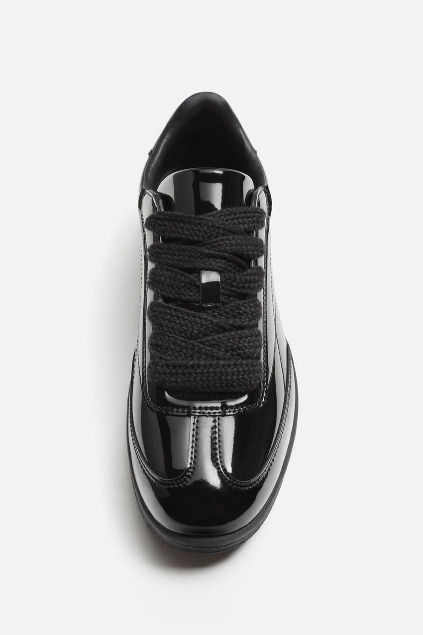 Zara Metallic trainers in black
