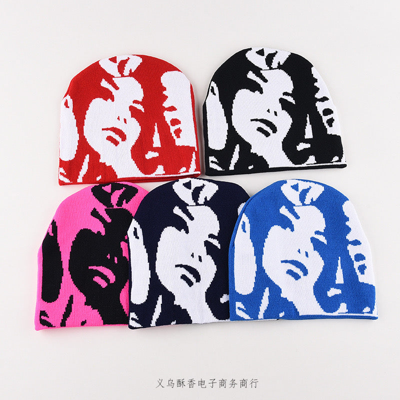 Y2k faces beanie