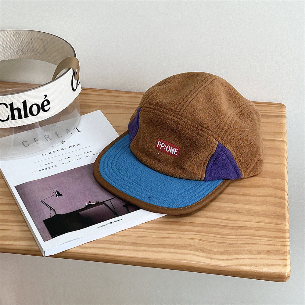 PP fleece color block panel hat