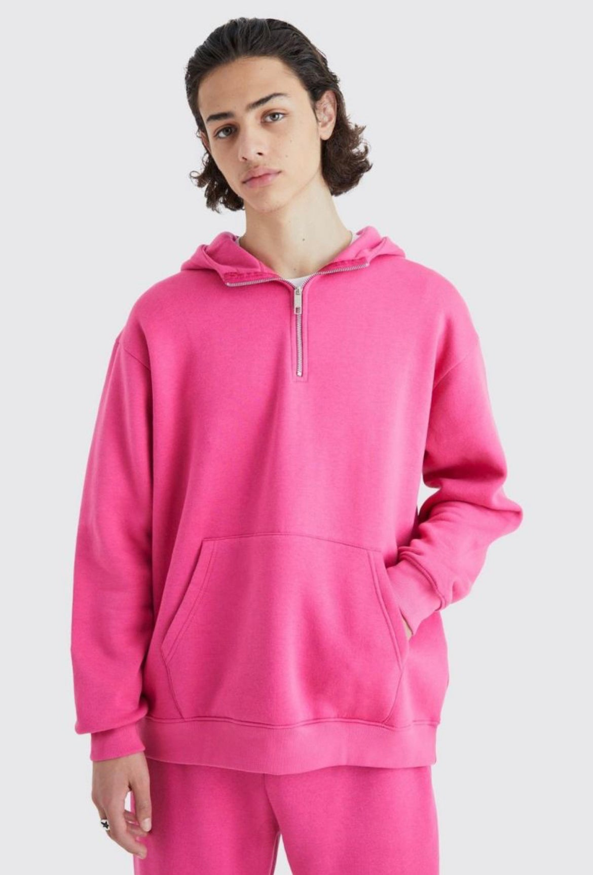 Boohoo oversized devil horn graffiti print hoodie pink