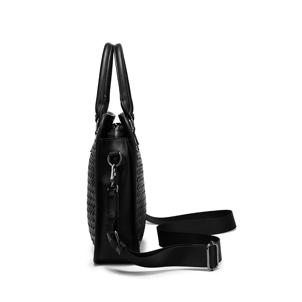 Woven leather business laptop bag
