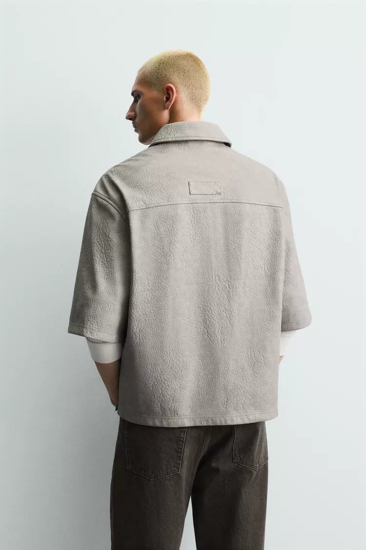 Zara leather boxy overshirt
