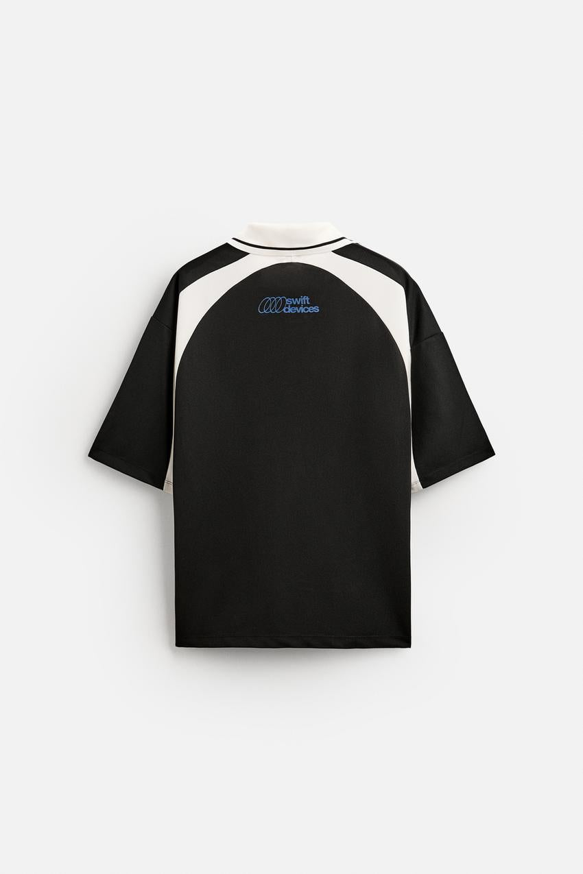 Zara Contrast slogan polo shirt