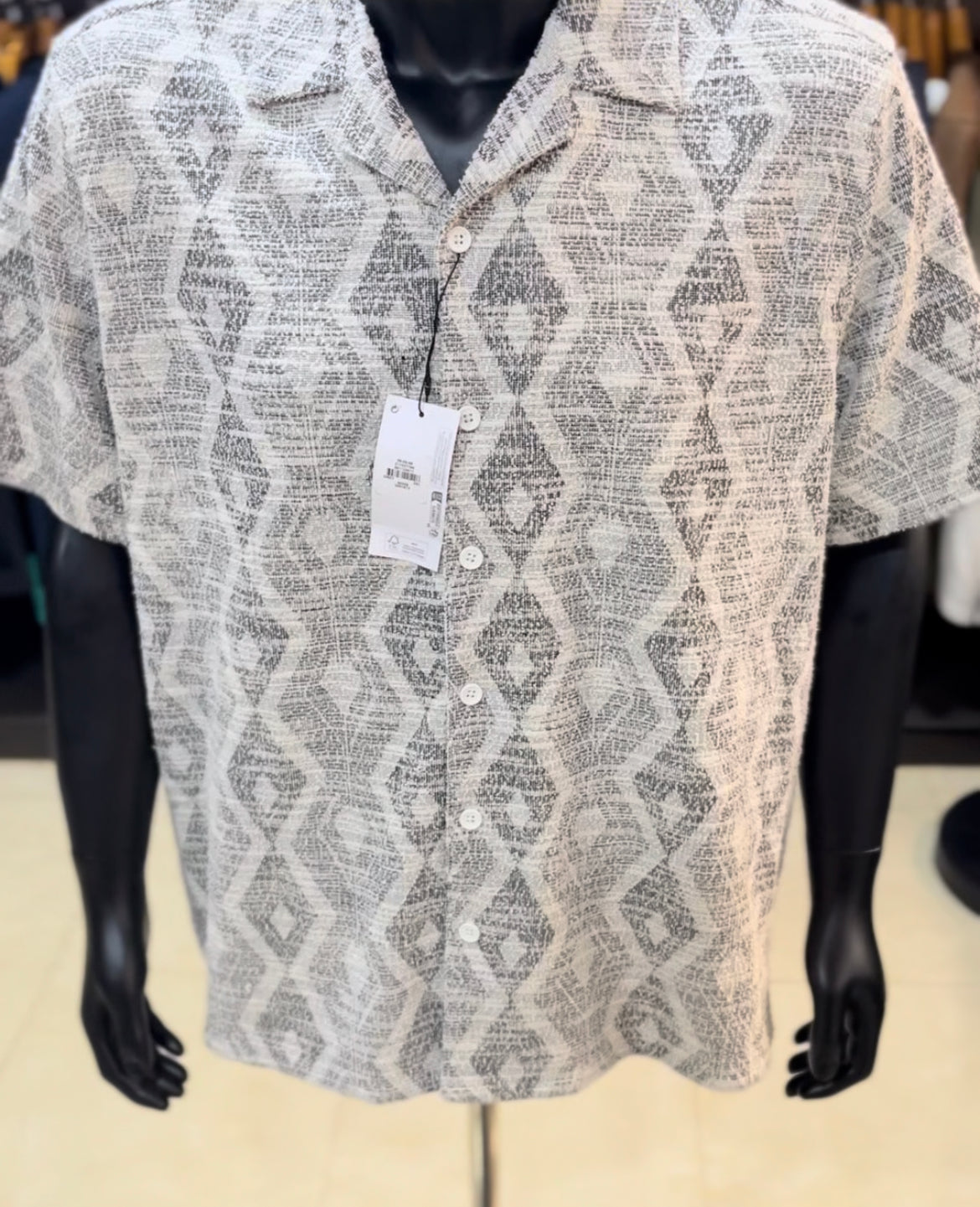 Primark patterned grey revere shirt