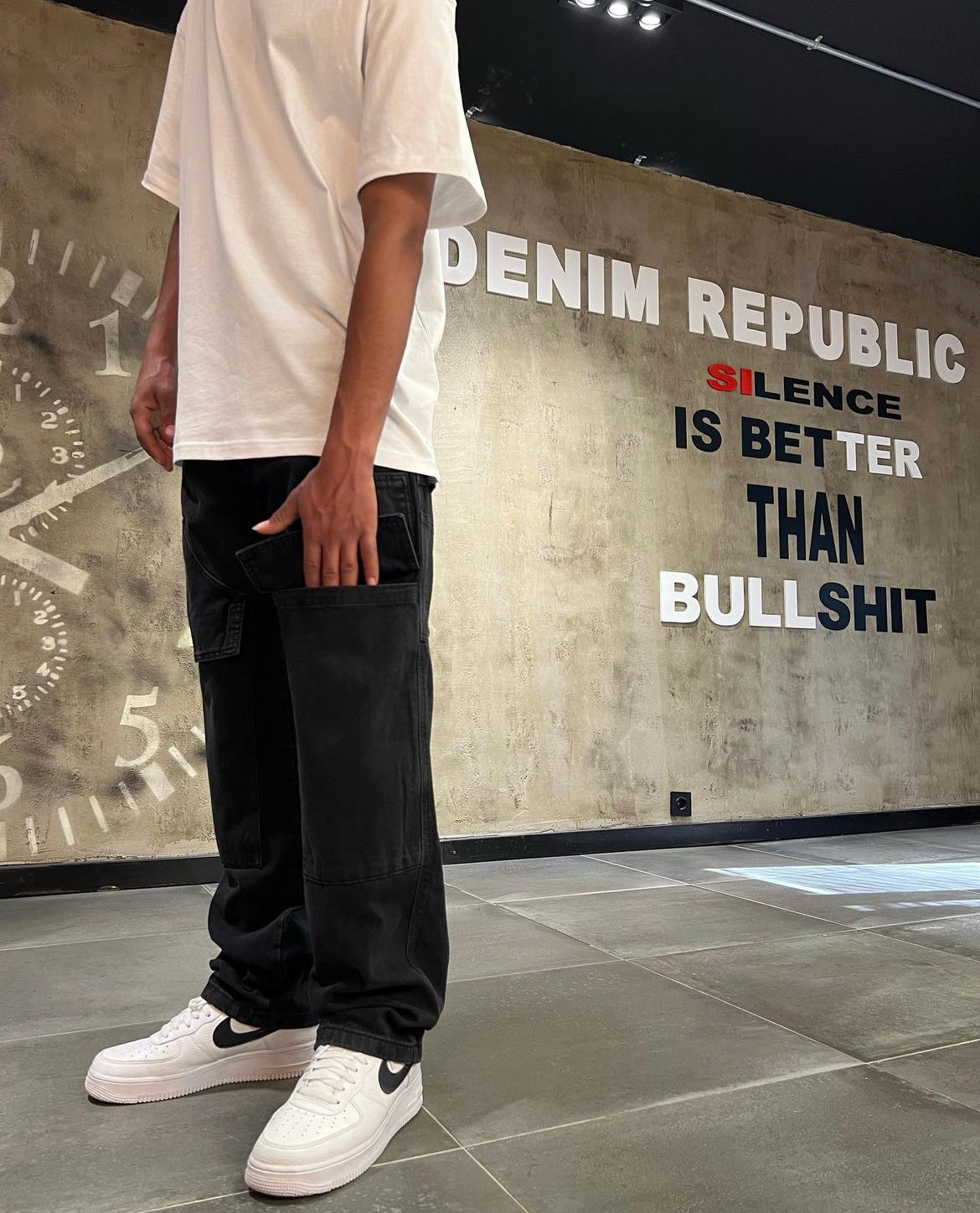 Denim republic carpenter pants in black