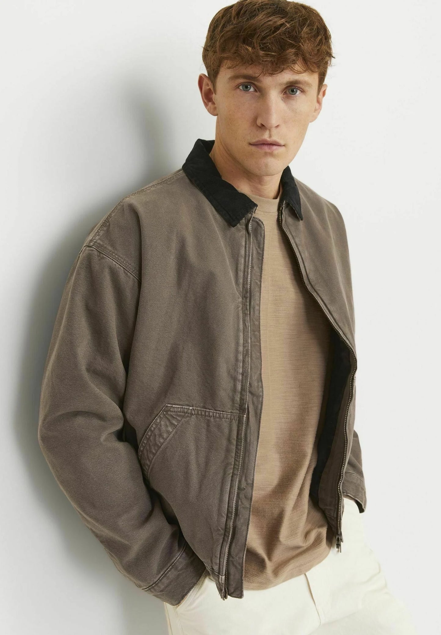 Jack & Jones corduroy collar jacket in chocolate brown