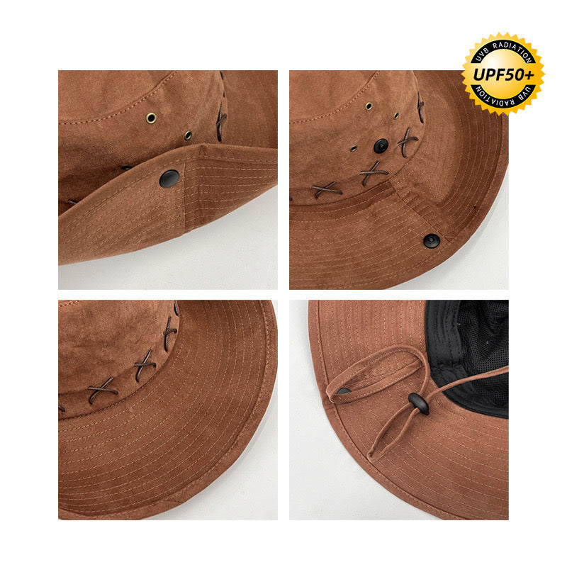 Criss cross textured bucket hat in brown