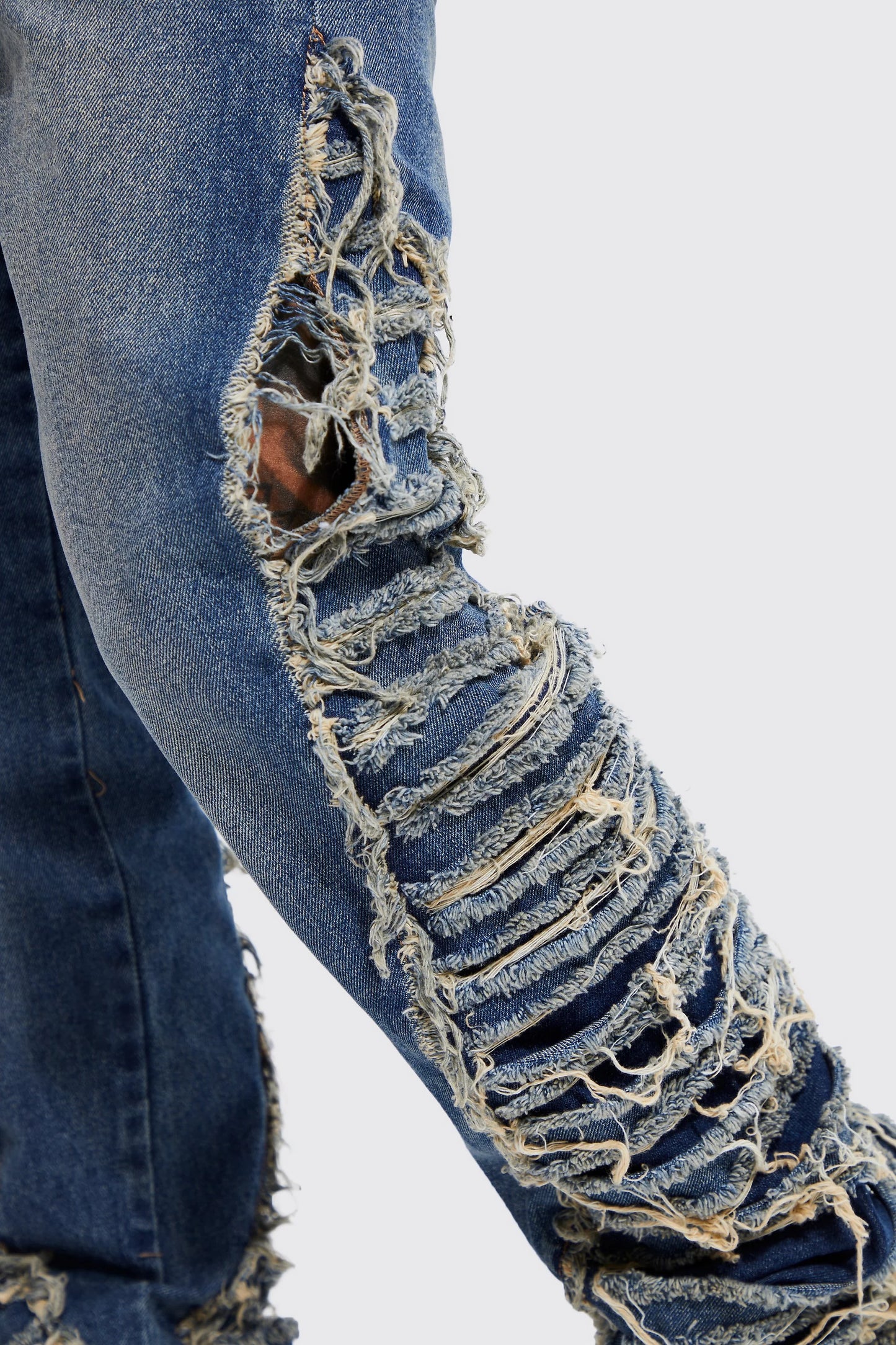Boohoo Skinny Extreme Distressed Flare Jeans