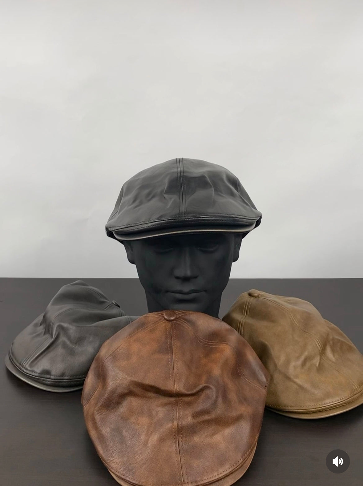 Leather gatsby adjustable hat