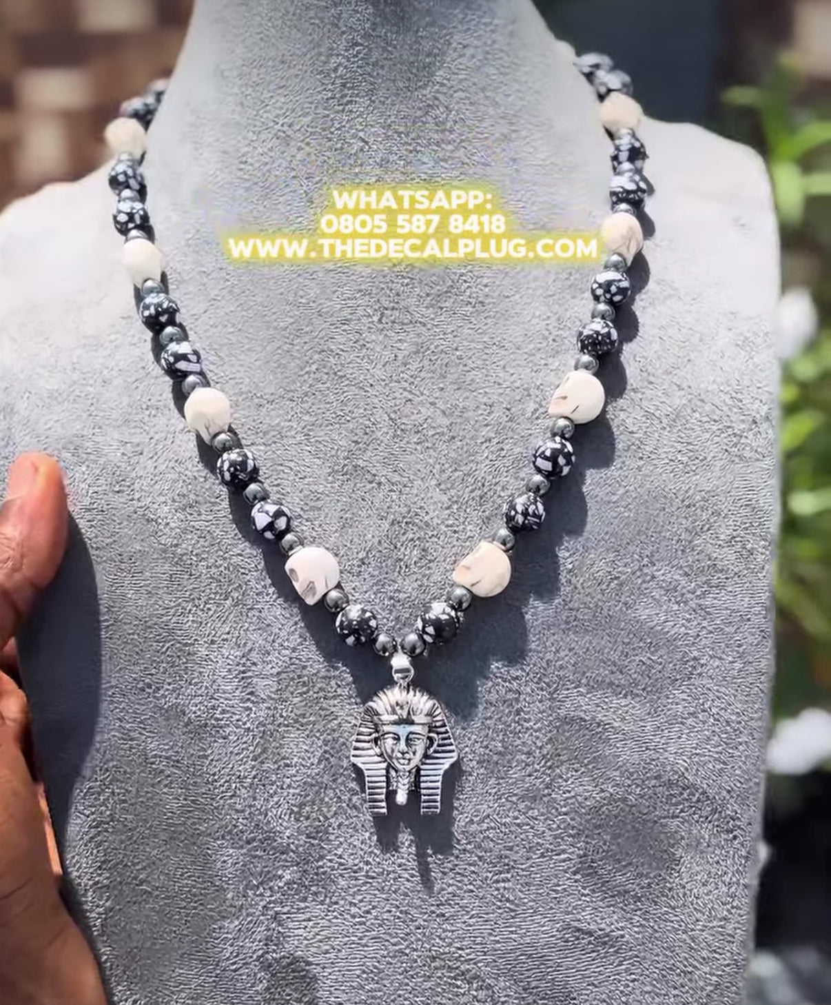 Pharaoh head goth necklace