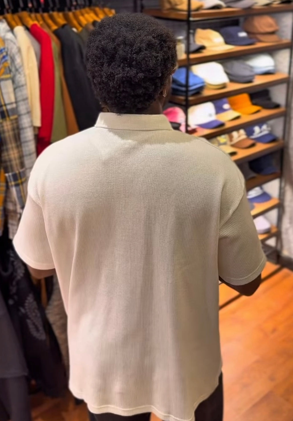 Boohoo waffle polo in white
