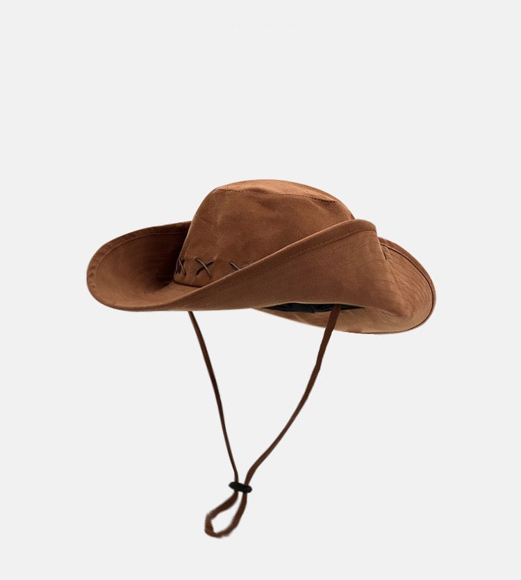 Criss cross textured bucket hat in brown