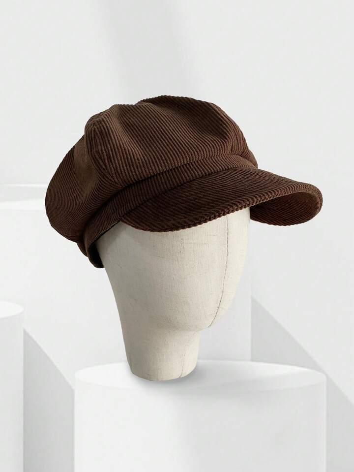 Corduroy newsboy hat in brown
Size: Large