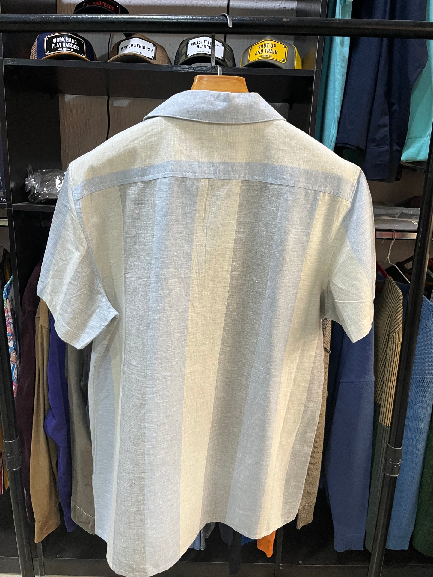 Primark revere linen block stripe shirt