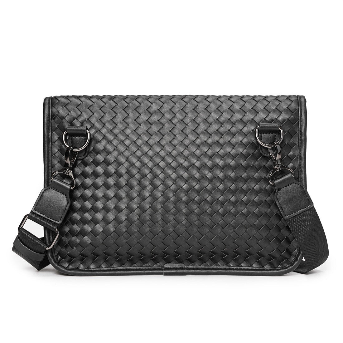 Woven leather side bag