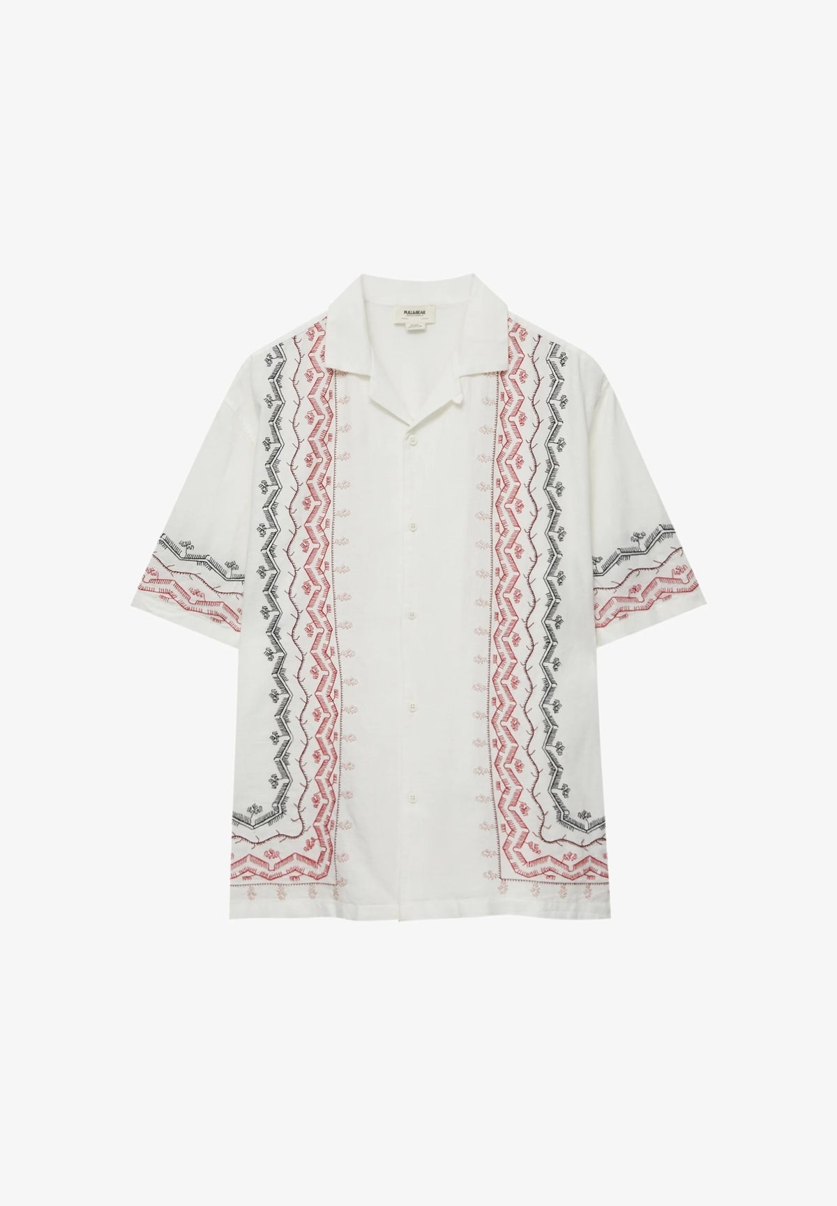 Pull&Bear embroidered linen revere shirt