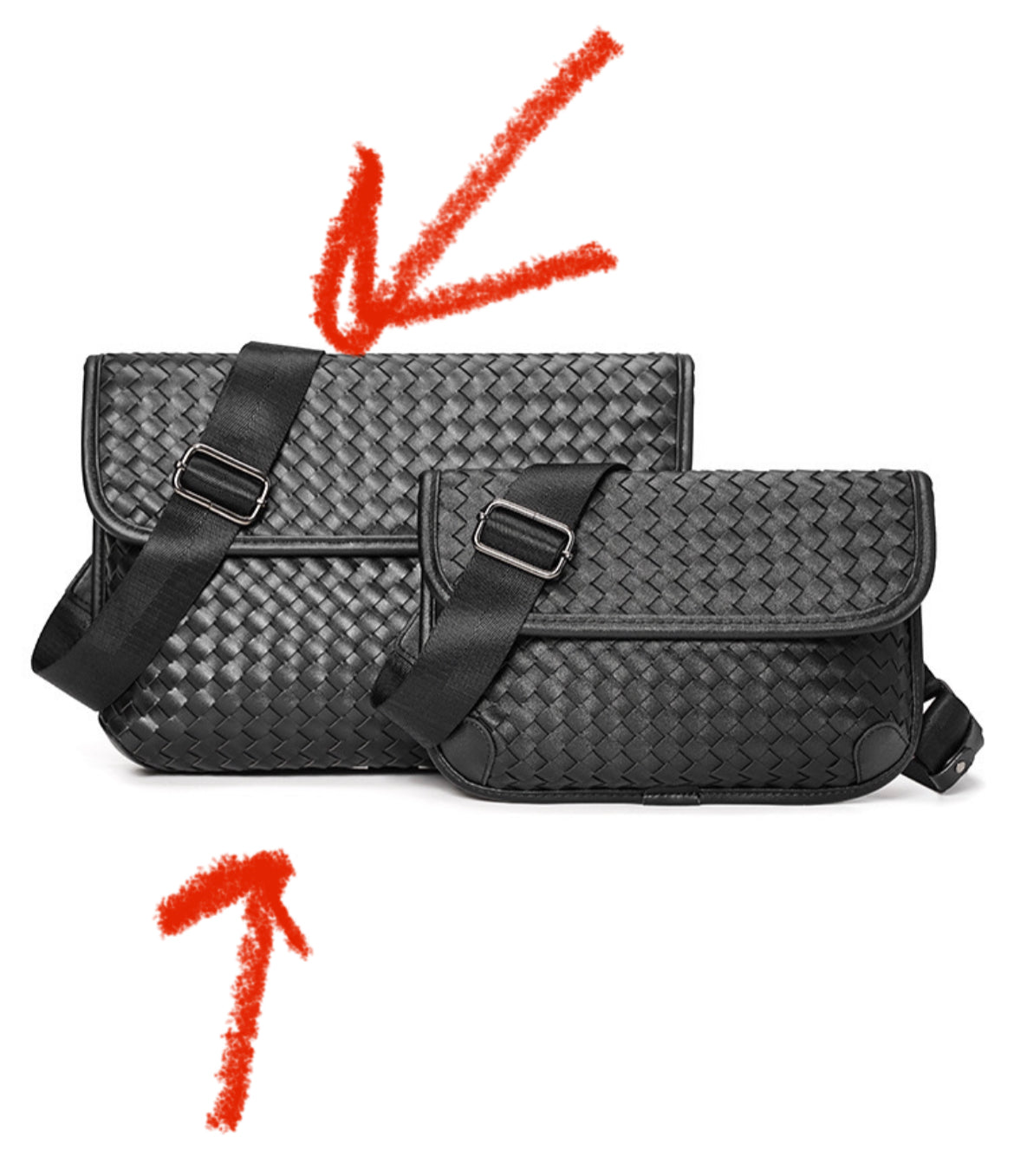 Woven leather side bag