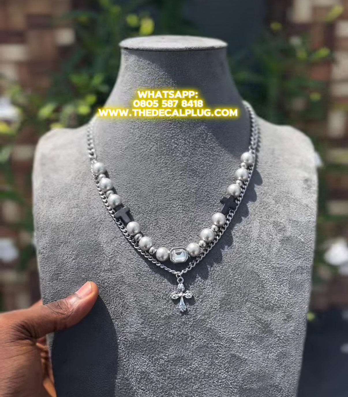 Double chain crucifix necklace