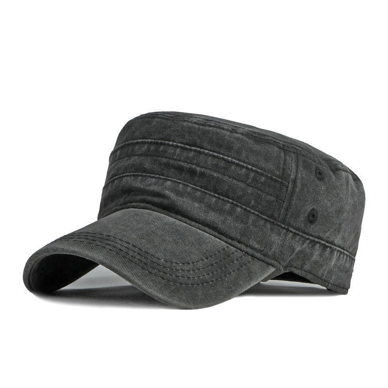 Flat top utility washed plain hat